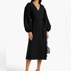 Ganni GANNI Gathered crepe midi wrap dress size DE 36 / 6